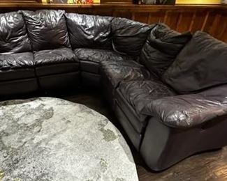 Leather sectional (eggplant in color)