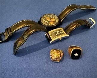 Men's watches and 10k black hills gold ring with 10k Onyx/diamond ring