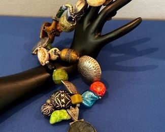 Sterling with beads and labrodorite pendant