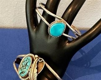 Sterling and turquoise navajo bracelets