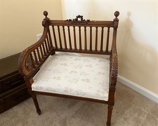 Carved Faux Painted French stool 