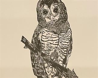 Andre O'Kelly, Original Owl Linographs, Untitled & Signed. Measures 18" x 24 " H. Photo 6 of 10.