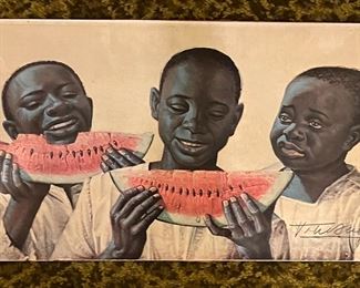 Unframed Vladimir Tretchikoff, "Melon Time" Art Print. Hand-Signed by Artist. Measures 18" x 9".
