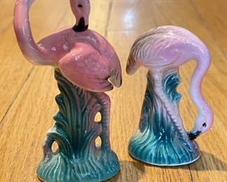 Vintage Pink Flamingo Salt & Pepper Shakers.