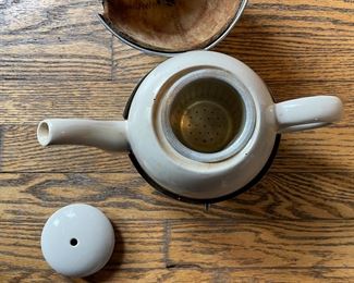 Vintage Mid Century Stamped Metal Tea Set. Photo 3 of 3.