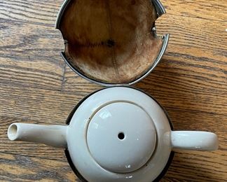 Vintage Mid-Century Stamped Metal Tea Set. Photo 2 of 3.