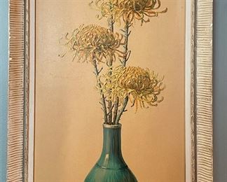 Framed Vladimir Tretchikoff, "Chrysanthemums" Art Print. Measures 34.5" x 16". Photo 1 of 2.