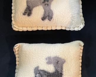 Hand-Stitched African Ndbele Tribe Wool Pillows With Buffalo Whip Stitch Edge: Each Measures 8.5" x 7.5".