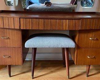Vintage Mid-Century Modern Vanity with Mirror. Measures 48" W x 20" D x 52" H. Photo 2 of 5.