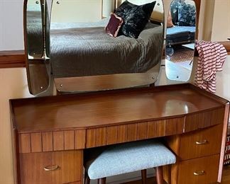 Vintage Mid-Century Modern Vanity with Mirror. Measures 48" W x 20" D x 52" H. Photo 1 of 5.