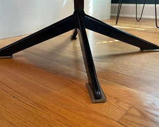 Pair of Vintage Mid-Century Modern Red Chenille Upholstered Bucket Swivel Chairs. Each Measures 29" W x 25 D. Photo 4 of 5.