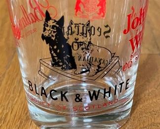 Set of 6 Collectible Whisky Double Old Fashion Glasses: Black & White. Photo 1 of 6.