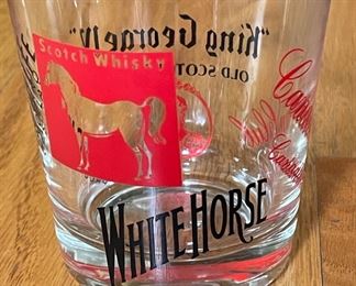 Set of 6 Collectible Whisky Double Old Fashion Glasses: White Horse. Photo 3 of 6.