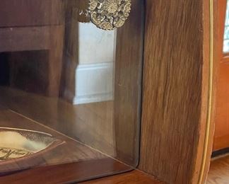 Vintage Mid-Century Modern Bookcase / Display Cabinet With Glass Slider Doors and Mirrored Back. Measures 42" W x 16" D x 55" H. Photo 4 of 4.