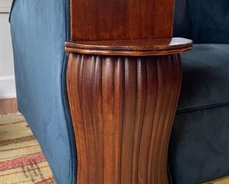 Vintage Art Deco Club Chair Upholstered in Blue Ultra-Suede Fabric. Purchased From Queens Street in Kensington - 2 Available. Each Measures 40" x 40." Photo 3 of 3.