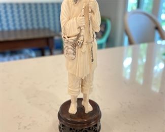 Antique Asian Figurine on Rosewood Stand. Photo 1 of 4.
