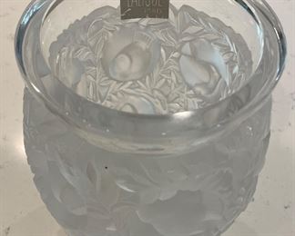 Lalique Bagatelle "Love Birds" Vase. Measures 4.5" D x 6.5" H. Photo 2 of 2.