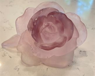 Daum Lilac Art Glass Rose. Measures 4" W.