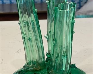 Steuben Pomona Green Tree Trunk Vase. Measures 4.25" D x 7" H . Photo 1 of 3.