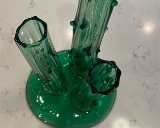 Steuben Pomona Green Tree Trunk Vase. Measures 4.25" D x 7" H . Photo 2 of 3.