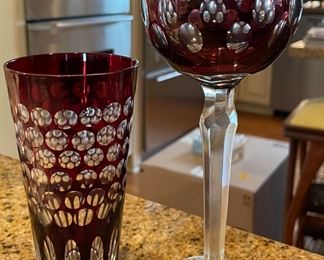 St. Louis Style Stemware. Set of 9 Each.