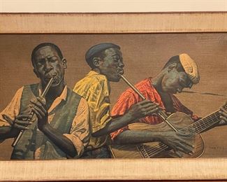 Framed "Penny Whistlers" Hand-Signed Tretchikoff Art Print. Measures 35" x 17.5". Photo 1 of 2.