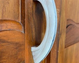 Vintage Mid-Century Armoire / Cabinet Hand-Made in Walvis Bay, Namibia (South West Africa) with Faux Ivory Handles. Measures 48" W x 72" H x 19" D. Photo 2 of 4.