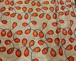 Hand-Printed African Fabric (Ghana). Swatch Measures 206" x 90" W. Photo 1 of 2.