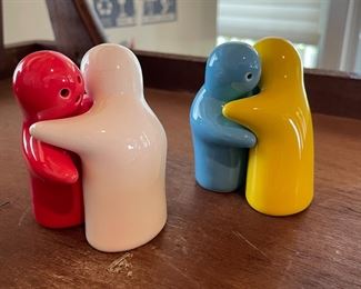 Set of 2 Vintage Hugging Ghosts Ceramic Salt and Pepper Shakers. Photo 2 of 3.