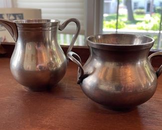 Pewter Sugar & Creamer Set.