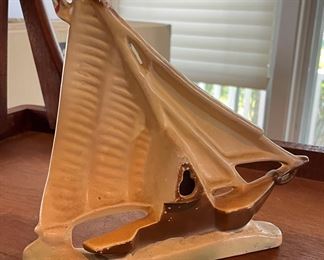 Vintage Sailboat Ceramic Figurine. Photo 2 of 3.