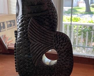 Spring Stone Mythical Fish Sculpture / Cigarette Holder / Ashtray. Measures 13" x 7". Photo 1 of 4.