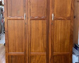 Vintage Mid-Century Armoire / Cabinet Hand-Made in Walvis Bay, Namibia (South West Africa) with Faux Ivory Handles. Measures 48" W x 72" H x 19" D. Photo 1 of 4.