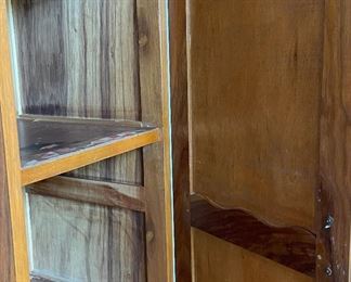 Vintage Mid-Century Armoire / Cabinet Hand-Made in Walvis Bay, Namibia (South West Africa) with Faux Ivory Handles. Measures 48" W x 72" H x 19" D. Photo 4 of 4.