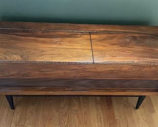 Repurposed Mid-Century Modern Audio Cabinet. Now a Flip Top Storage Cabinet / Chest. Measures 53" W x 17" D x 27" H. Photo 1 of 3.