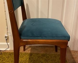 Set of 6 Mid-Century Dining Chairs with Brand New Blue Velvet Upholstery. Each Measures 19" W x 18" D With 19" Seat Height. Photo 2 of 3.