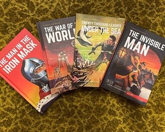 The Man in The Iron Mask, Twenty Thousand Leagues Under The Sea, The Invisible Man, The War of The Worlds books.