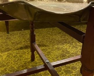Vintage Brass Top Fluted Rim Tray Table. Measures 22" D x 20" H. Photo 3 of 3.