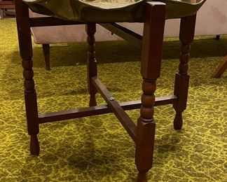 Vintage Brass Top Fluted Rim Tray Table. Measures 22" D x 20" H. Photo 1 of 3.