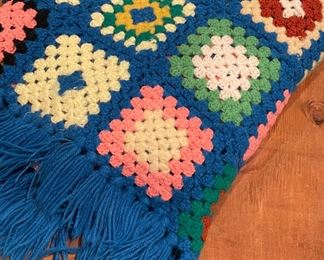 Crochet Granny Square Blanket. Measures 73" x 30".