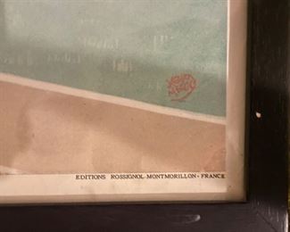 Vintage 1950s French Educational School Poster, Le Stade Et La Piscine, Rossignol, Montmorillon, France. Measures 29" x 22". Photo 3 of 3.