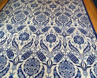 Blue & White Hand-Knotted Persian Rug. Measures 8' x 13' 10." Photo 1 of 3.