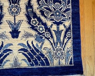 Blue & White Hand-Knotted Persian Rug. Measures 8' x 13' 10." Photo 2 of 3.