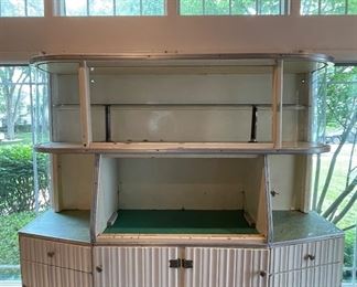 Vintage Mid-Century Modern Cupboard / Display Cabinet with Original Curved Glass. Photo 2 of 4.