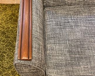 Vintage Blue Tweed Upholstered Mid-Century Modern Sofa. Measures 68.5" W x 34" D. Photo 4 of 4.