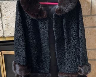 Fur Lined Wool Evening Coat.