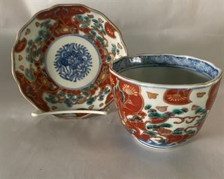 Antique handleless cup & saucer