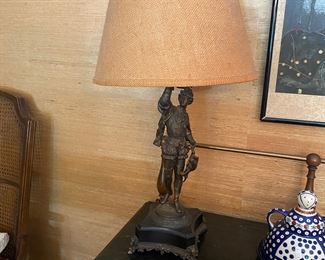Antique metal figural lamp
