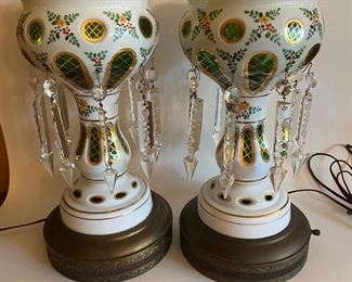 Pair Bohemia glass lustres/lamps