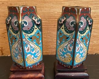 Cloisonne vases - pair